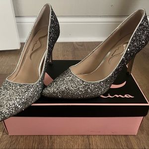 Nina silver pewter ombré glitter heels